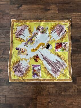 Vintage Dresser Accessory Souvenir Scarf - Ulm Germany Landmark Travel Square
